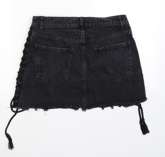 FOREVER 21 Womens Black Denim Skater Skirt Size S