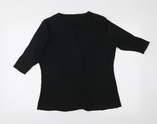 Agenda Womens Black Knit Cardigan Jumper Size 12