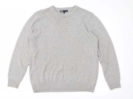 Easy Mens Grey Knit Pullover Jumper Size L