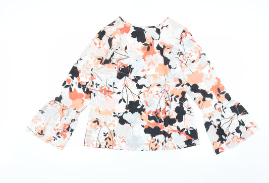 Avon Womens White Floral Basic Blouse Size 10