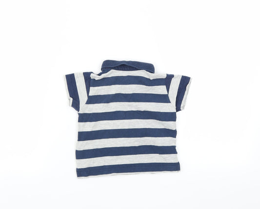 Marks and Spencer Boys Blue Striped Basic T-Shirt Size 3-6 Months