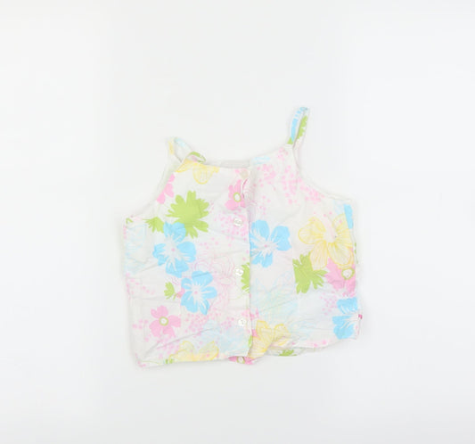 NEXT Girls White Floral Camisole T-Shirt Size 9 Years