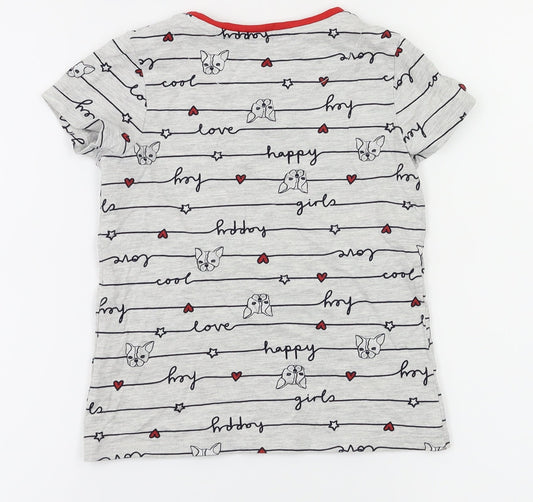 George Girls Grey Animal Print Basic T-Shirt Size 5-6 Years