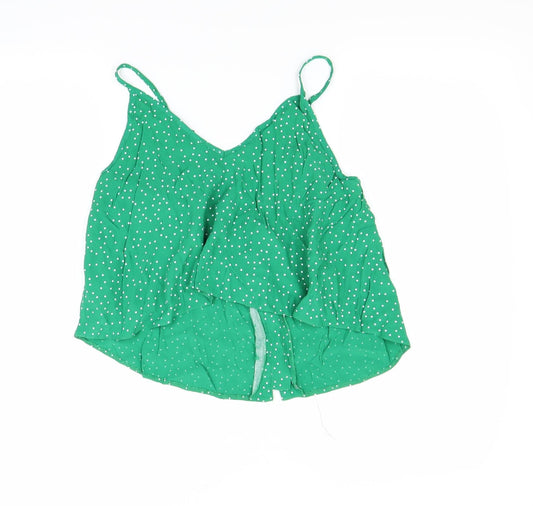 New Look Womens Green Polka Dot Cropped Tank Size 10