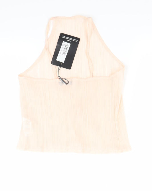 PRETTYLITTLETHING Womens Beige Cropped Tank Size 12
