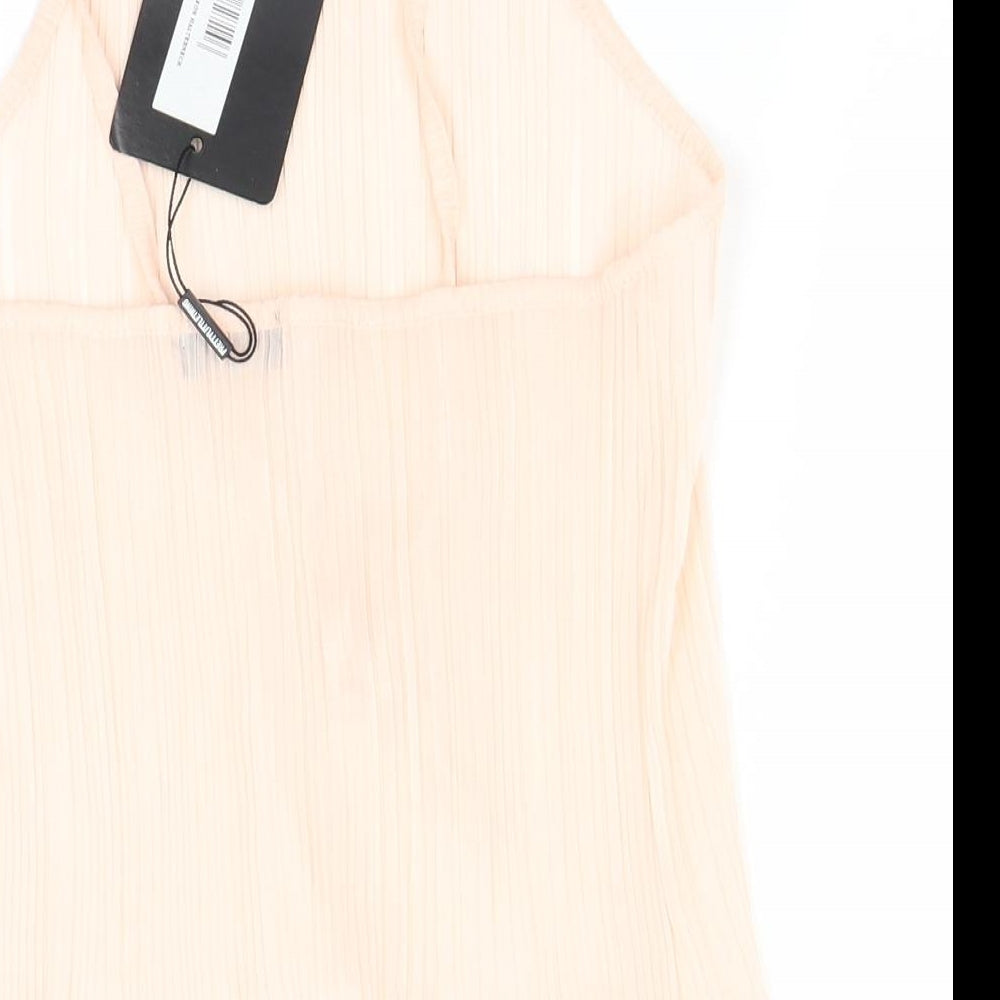 PRETTYLITTLETHING Womens Beige Cropped Tank Size 12