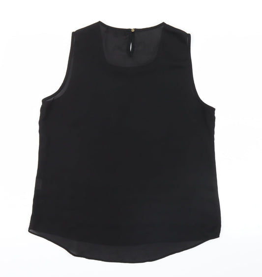 Pink Boom Womens Black Mesh Basic Blouse Size L