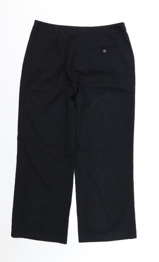 Papaya Womens Black Rayon Trousers Size 14 L30 in