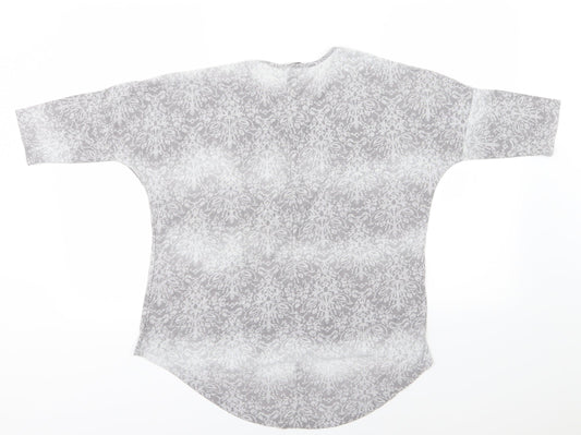 Select Womens Grey Floral Jersey Basic T-Shirt Size 12
