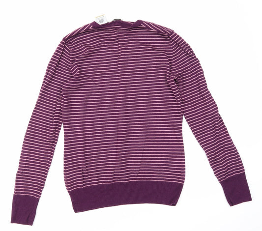 Woolmark Womens Purple Striped Pullover Sweatshirt Size M