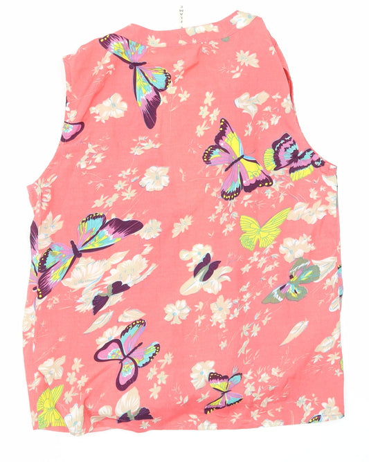 purple flame Womens Pink Floral Basic Blouse Size S