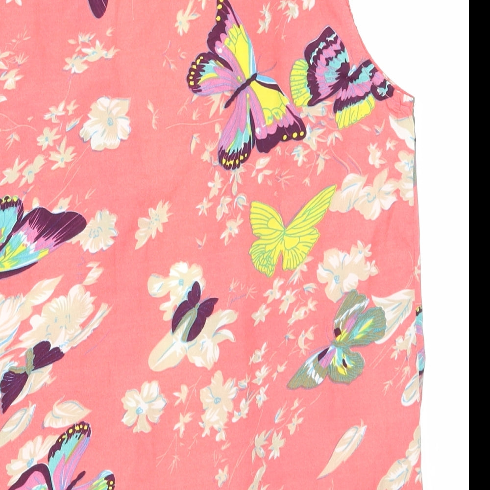 Brand and care label for purple flame women’s pink floral basic blouse, size S