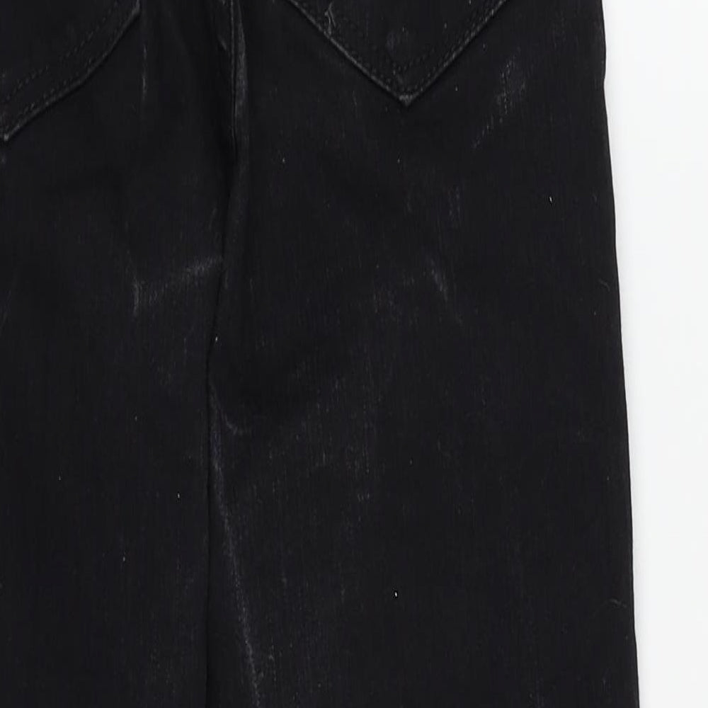 Brand and care label for River Island women’s black skinny jeans, size UK 6, 24-inch leg