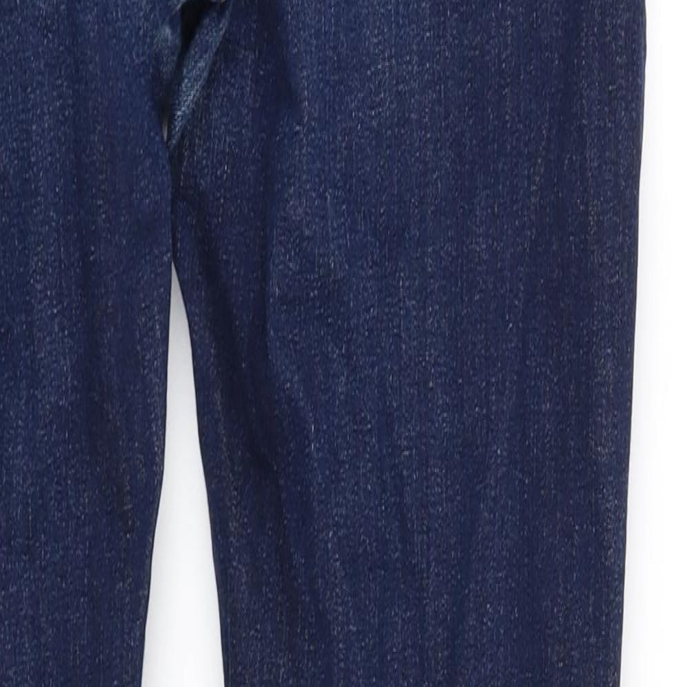 Brand and care label for Next women’s blue skinny jeans, size S, 32-inch leg