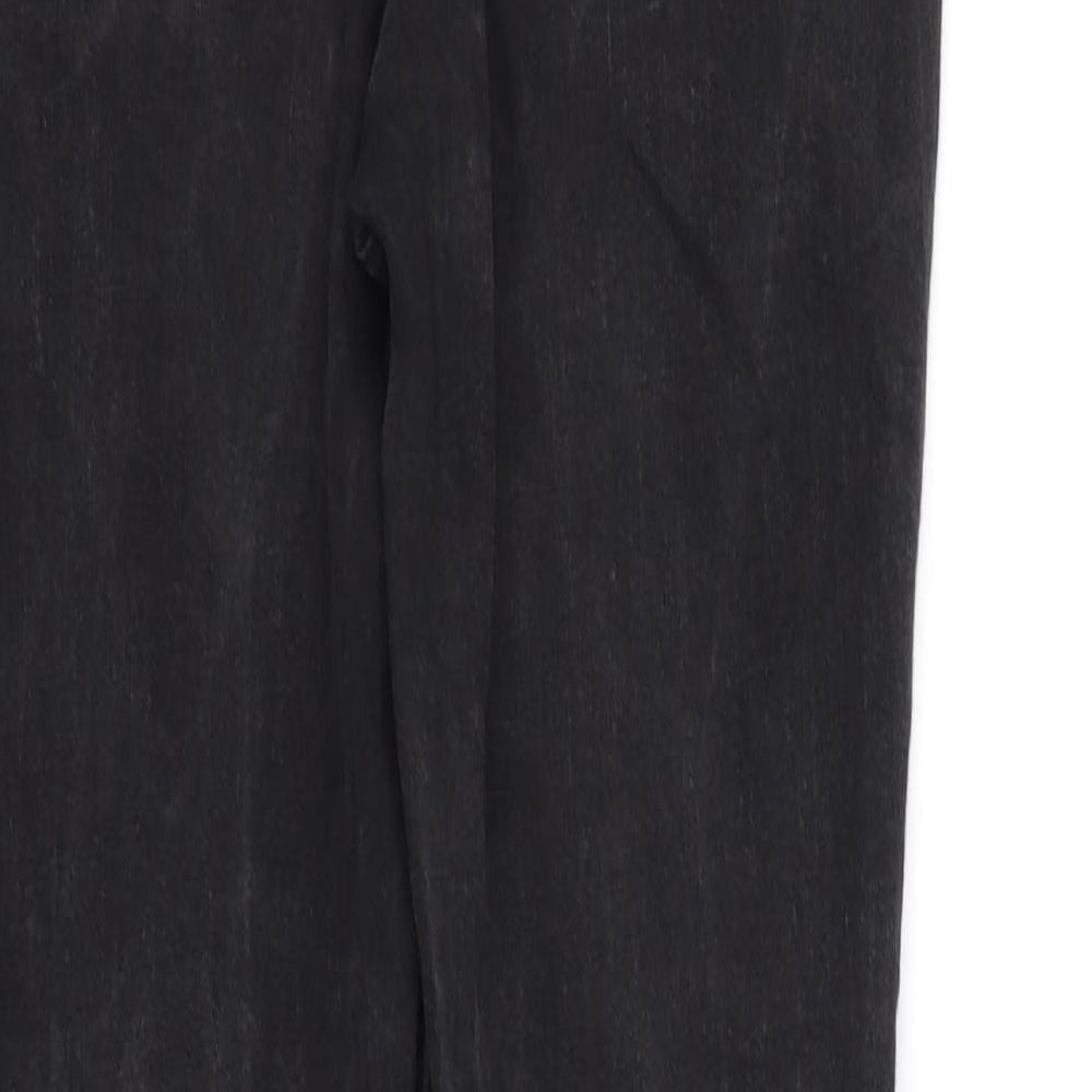Brand and care label for women’s black straight jeans, size S, 30-inch leg