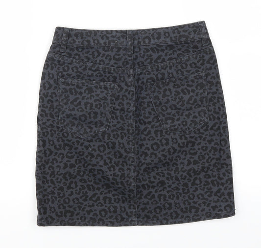 New Look Womens Blue Animal Print Denim Mini Skirt Size 6