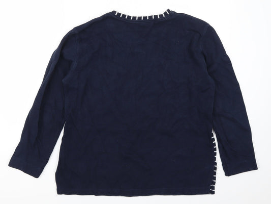 Giari Ferori Womens Blue Striped Pullover Jumper Size XL