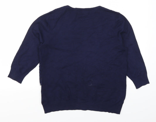 Linea Womens Blue Lace Pullover Jumper Size M
