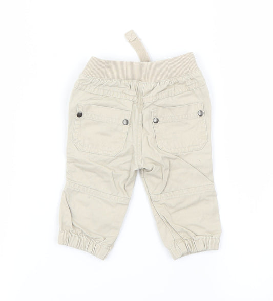 F&F Boys Beige Cargo Trousers Size 0-3 Months