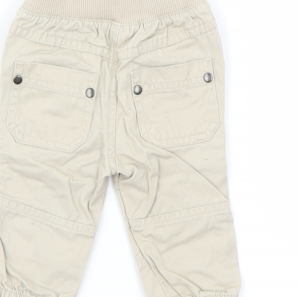 F&F Boys Beige Cargo Trousers Size 0-3 Months