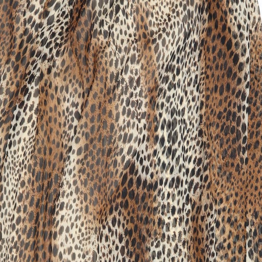 Preworn Womens Brown Animal Print A-Line Skirt Size 32 in