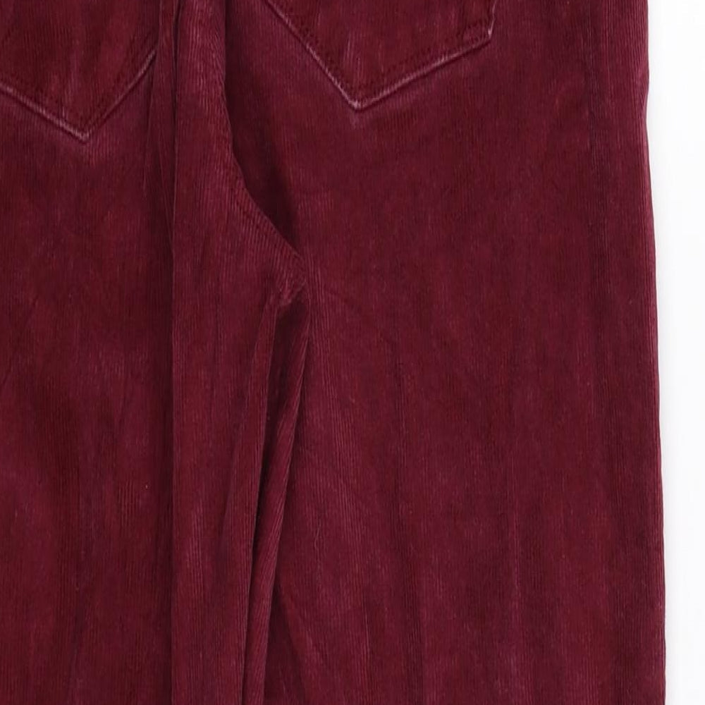 Brand and care label for Gap women’s purple corduroy trousers, size UK 30, in, 28-inch leg