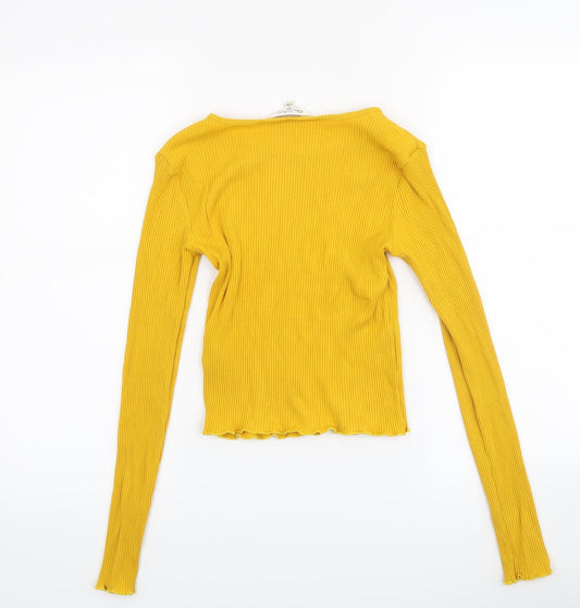 Topshop Womens Yellow Cropped Blouse Size 8