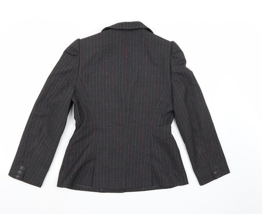 PLANET Womens Grey Striped Rayon Jacket Blazer Size 10