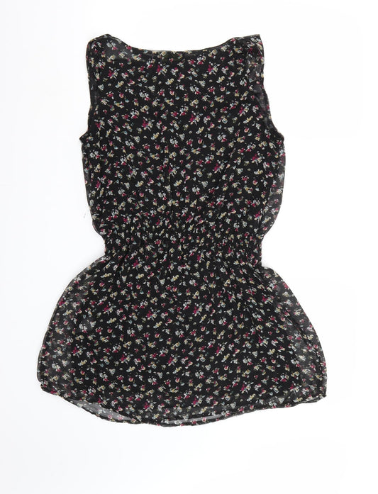 Miss Harvey Womens Black Floral Chiffon A-Line Size 10