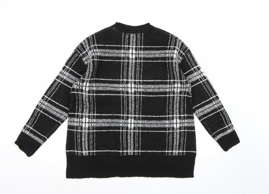 Marks and Spencer Womens Black Check Knit Pullover Jumper Size M