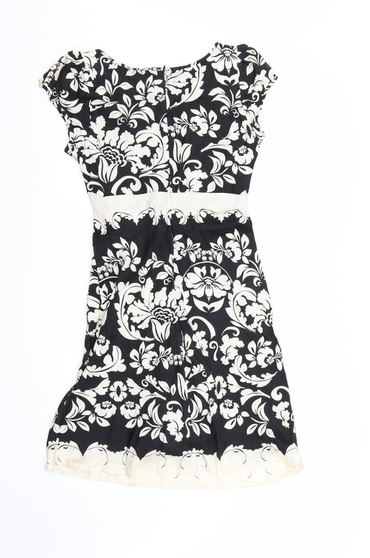 Warehouse Womens Black Floral A-Line Size 12