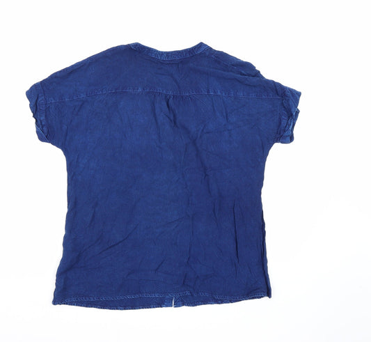 Anna Rose Womens Blue Denim Basic T-Shirt Size 14