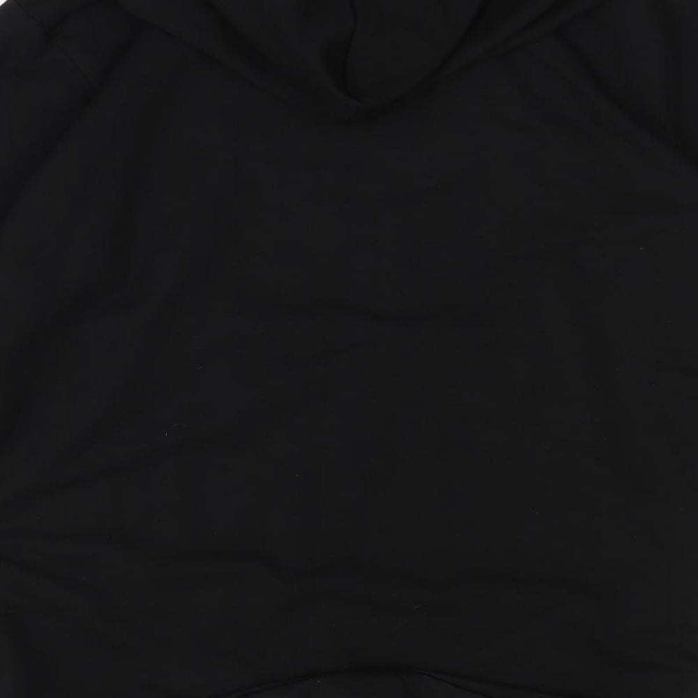Brand and care label for HORA women’s black pullover hoodie, size M