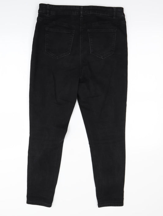 Papaya Womens Black Straight Jeans Size 14 L26 in