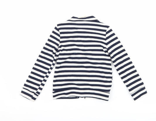 tong nian shi Girls Blue Striped Jacket Size 6 Years