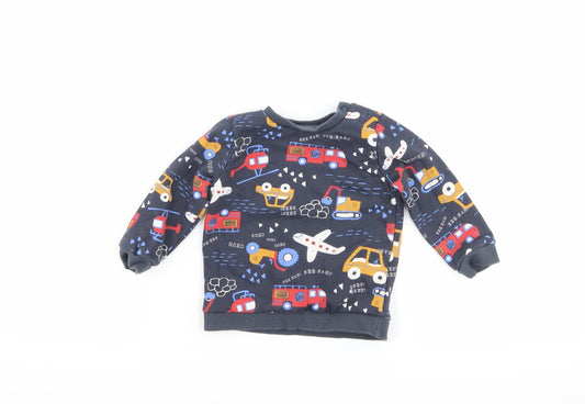 Additional front view of F&F Baby Grey jumper, size 3-6, Months - cars