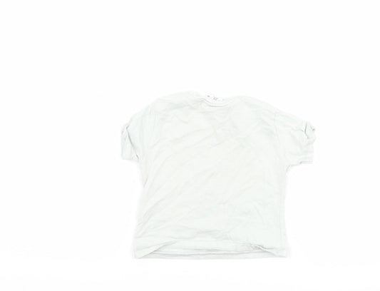 Back view of Zara Baby Blue Basic T-Shirt, size 3-6, Months - batman dad slogan