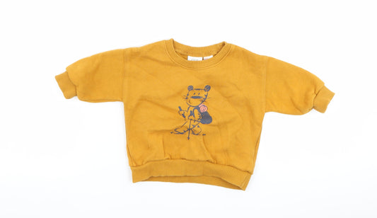 Additional front view of F&F Baby Yellow jumper, size 3-6, Months - Tiger