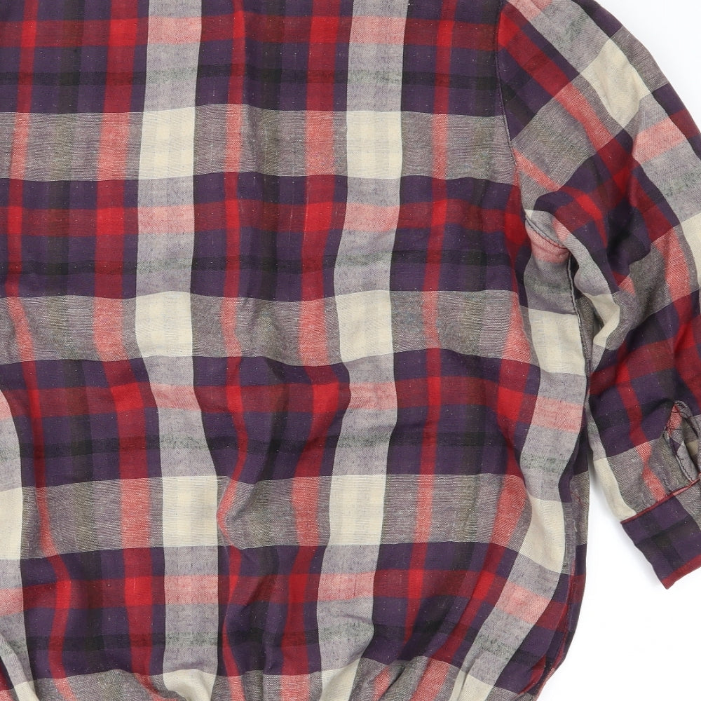 dorophy perkins Womens Purple Plaid Basic Blouse Size 8