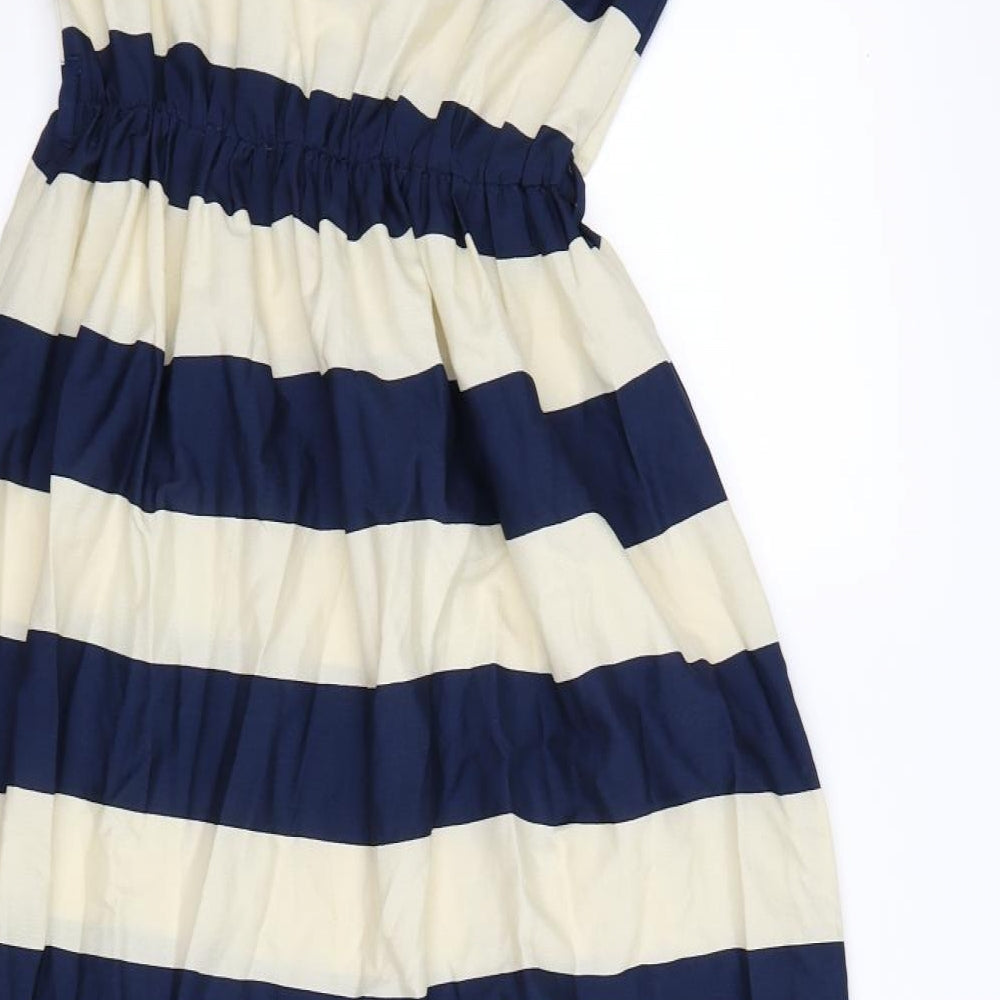 atmophere Womens Blue Striped Satin Fit & Flare Size 8