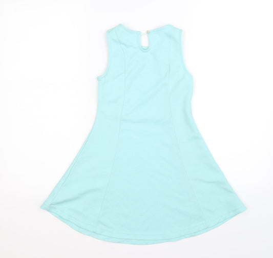 girl london Girls Green Striped Fit & Flare Size 7-8 Years