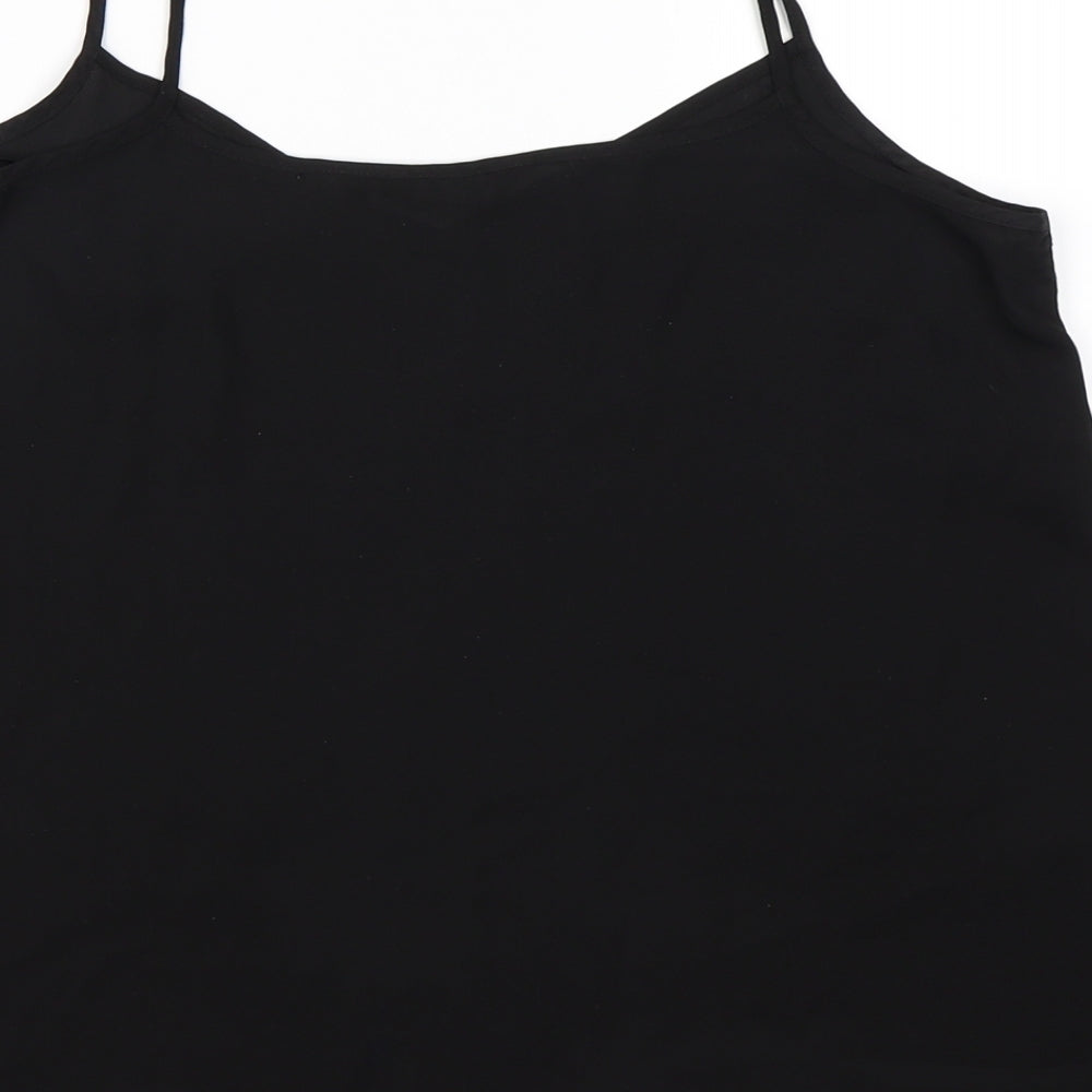 Brand and care label for New Look women’s black camisole tank, size UK 10