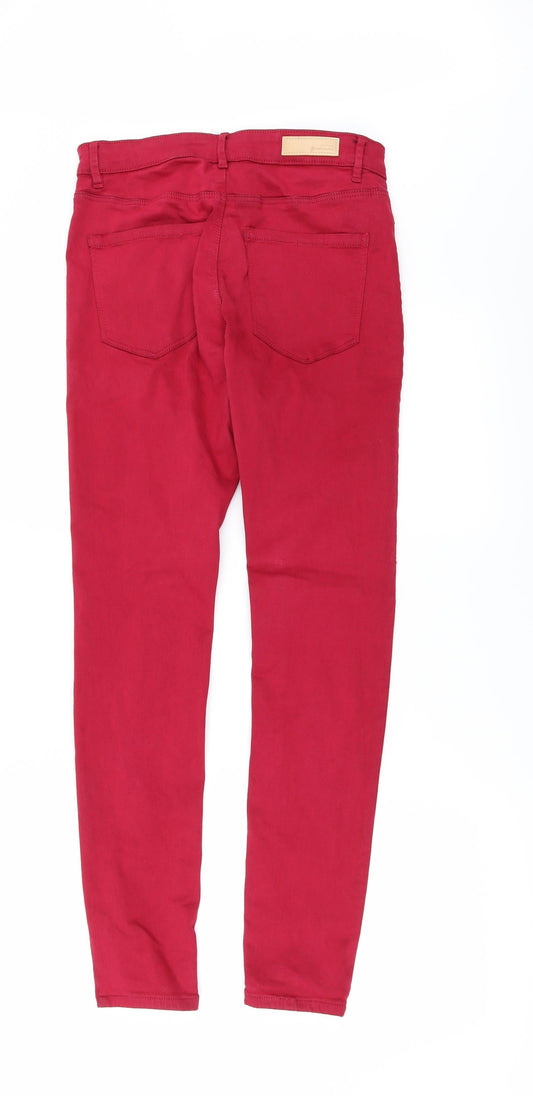 Stradivarius Womens Red Denim Skinny Jeans Size 12 L27 in