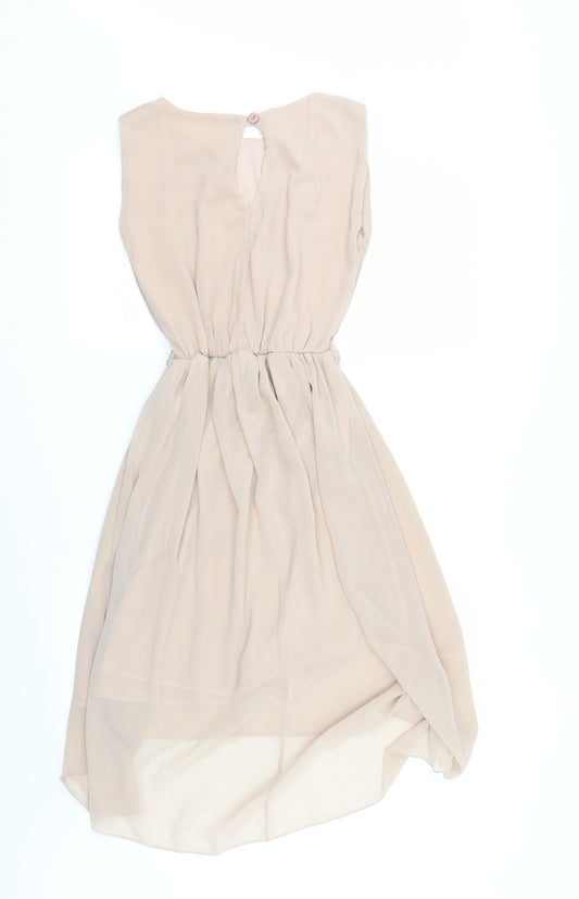 Rare Womens Beige Fit & Flare Size 6 - Dipped Hem