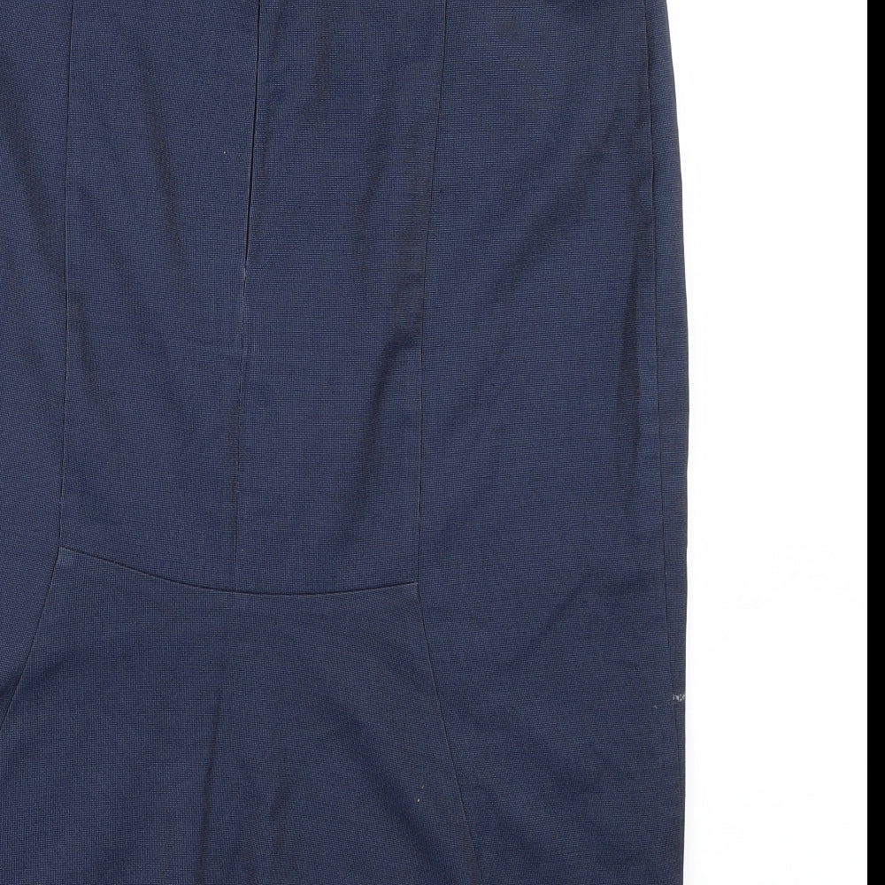Brand and care label for Papaya women’s blue straight & pencil skirt, size UK 14