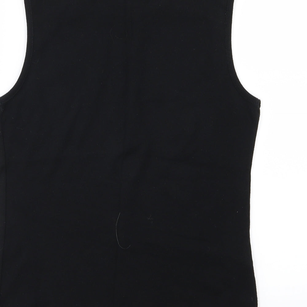 Brand and care label for Joie De Vivre women’s black jersey basic tank, size UK 12