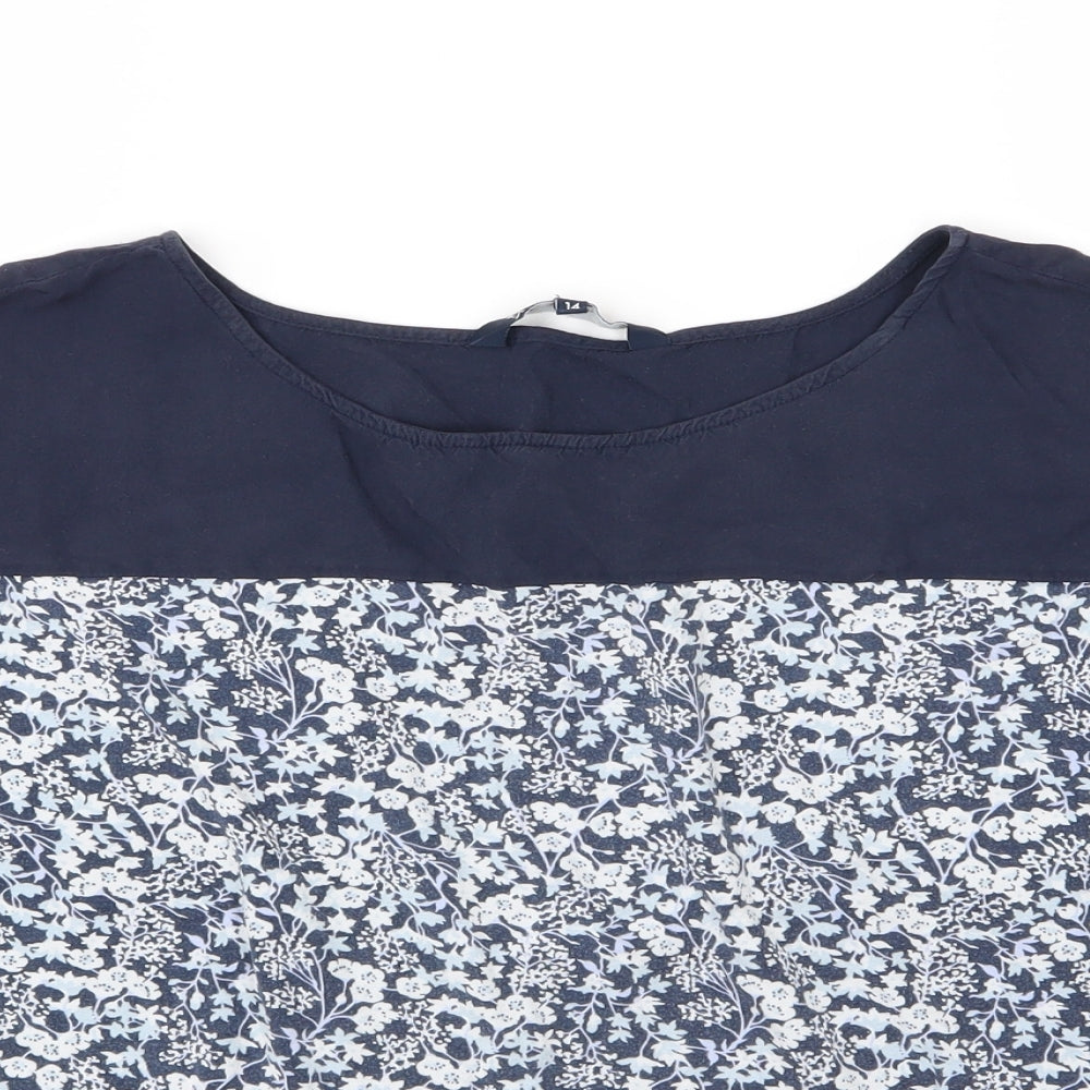 Crew Clothing Mens Blue Floral Jersey T-Shirt Size 14