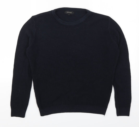 River Island Mens Blue Henley Jumper Size S