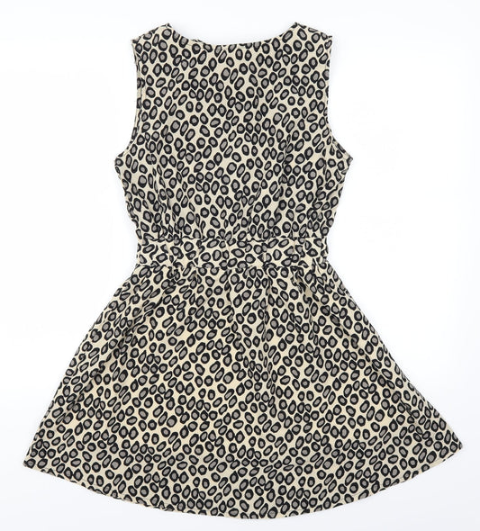 Utam London Womens Brown Animal Print Skater Dress Size 8