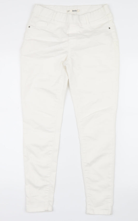 Additional front view of Dorothy Perkins women’s white denim straight jeans, size UK 8, 26.5-inch leg